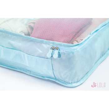 Organizador de Mala com 6 pecas Azul Bebe Loladecor