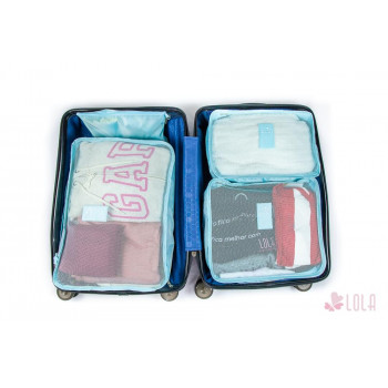 Organizador de Mala com 6 pecas Azul Bebe Loladecor