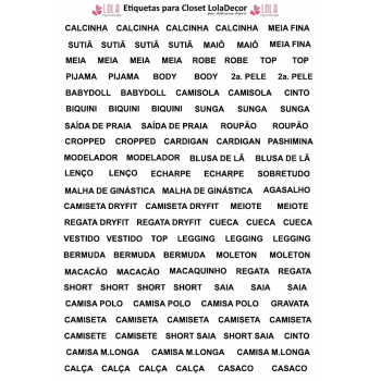 Etiqueta Closet / Armário para Roupas - 113un