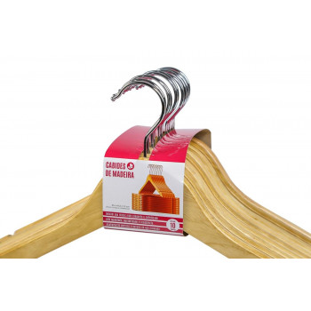 Cabide de Madeira Marfim Premium Kit com 10