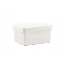 Cesto Organizador com Tampa Quadratta P - 19x14x10cm - PRMT896 Branco