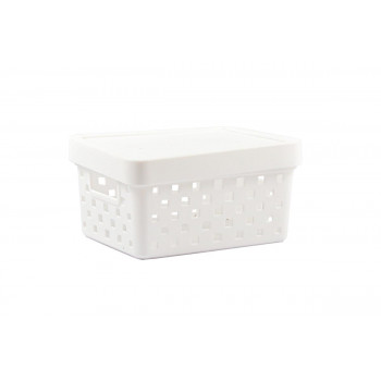 Cesto Organizador com Tampa Quadratta P - 19x14x10cm - PRMT896 Branco