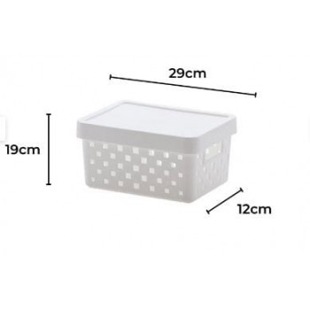 Cesto Organizador com Tampa Quadratta P - 19x14x10cm - PRMT896 Branco