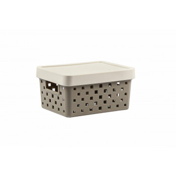 Cesto Organizador com Tampa Quadratta 19x14x10 - Tam. P - 896 Cinza