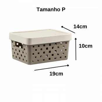 Cesto Organizador com Tampa Quadratta 19x14x10 - Tam. P - 896 Cinza