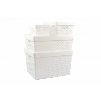 Cesto Organizador com Tampa Quadratta M 29x19x12cm - PRMT842 Branco