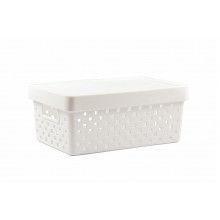 Cesto Organizador com Tampa Quadratta M 29x19x12cm - PRMT842 Branco