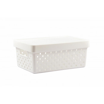 Cesto Organizador com Tampa Quadratta M 29x19x12cm - PRMT842 Branco