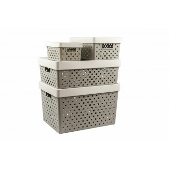 Cesto Organizador com Tampa Quadratta 29x19x12 - Tam. M - 842 Cinza