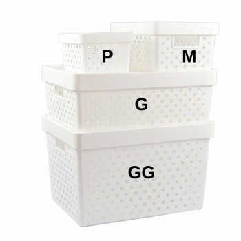 Cesto Organizador com Tampa Quadratta G - 39x29x14cm - PRMT843 Branco