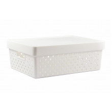 Cesto Organizador com Tampa Quadratta G - 39x29x14cm - PRMT843 Branco
