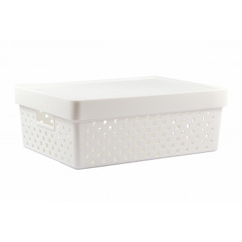 Cesto Organizador com Tampa Quadratta G - 39x29x14cm - PRMT843 Branco