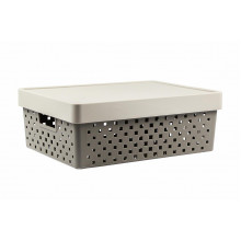 Cesto Organizador com Tampa Quadratta 39x29x14 - Tam. G - 843 Cinza