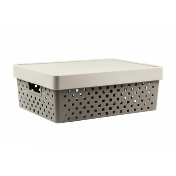 Cesto Organizador com Tampa Quadratta 39x29x14 - Tam. G - 843 Cinza
