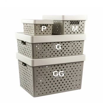 Cesto Organizador com Tampa Quadratta 39x29x14 - Tam. G - 843 Cinza