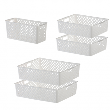 Kit Lavanderia Organizada - 05 Cestos Quadratta