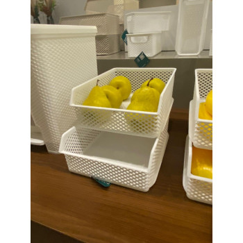 Cesto Organizador Linea Empilhável 22x28x10 Creme - PRMT2045
