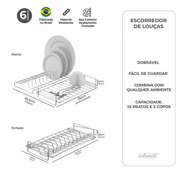 Escorredor de Loucas Dobravel Aramado - Cromado SCH2452