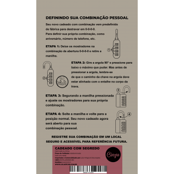 Cadeado com Senha Mala Mochila de Viagem Cromado / Cinza