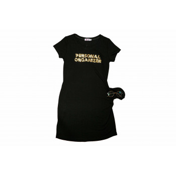 Vestido Personal Organizer Preta com Dourada Tam M