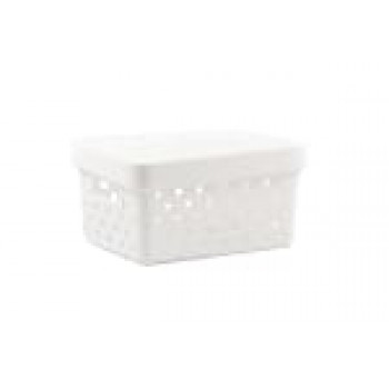 Cesto Organizador com Tampa Quadratta 19x14x10 - Tam. P - 896 Creme