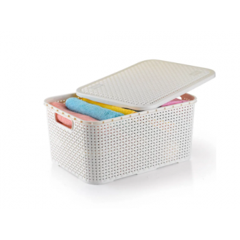 Caixa Organizadora Rattan com Tampa Grande 18 lts Branca - MLCR1900