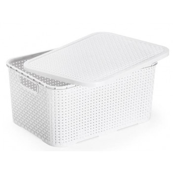 Caixa Organizadora Rattan com Tampa Grande 18 lts Branca - MLCR1900