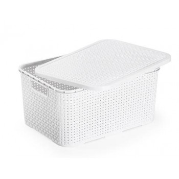 Caixa Organizadora Rattan com Tampa Branca 7 Lts Média - MLCR1825