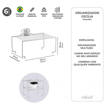 Prateleira de Empilhar em Aramado Quadrado Cecília - SCH1129