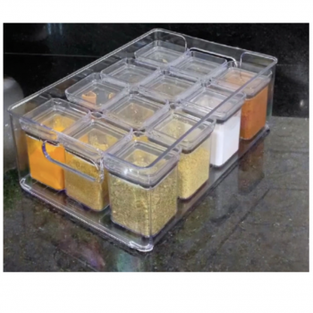 Kit 12 Potes para Temperos 180ml com Cesto Organizador