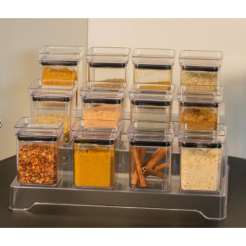 Kit 12 Potes para Temperos 180ml com Organizador Triplo