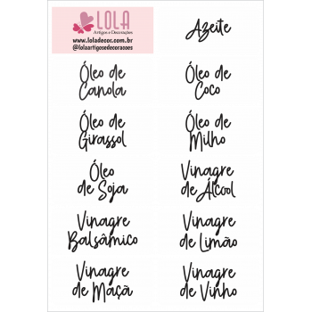 Etiqueta 11 nomes Azeites, Vinagres e Óleos - Loladecor