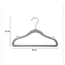Cabide de Veludo Infantil 30cm Cinza 50 pecas