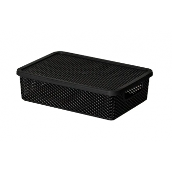 Cesto Organizador Linea com Tampa 27x19,5x8 Preto - PRMT2011