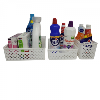 Kit Lavanderia Organizada - 05 Cestos Quadratta