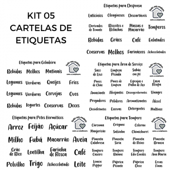 KIT 5 CARTELAS DE ETIQUETAS - 82un
