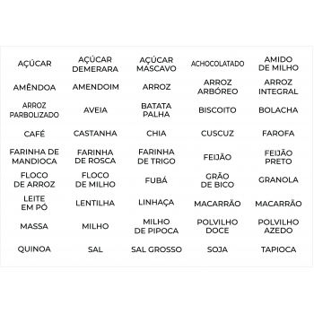 Kit Etiquetas para Mantimentos e Temperos 117 Unidades