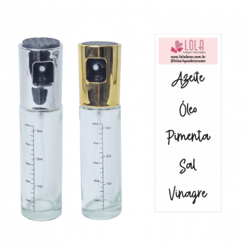 Kit 2 Sprays para Azeite e Vinagre com Etiqueta - Loladecor