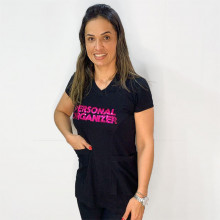 Camiseta Personal Organizer CobreLegging Preta com Pink Tam P