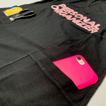 Camiseta Personal Organizer CobreLegging Preta com Rosa Tam G