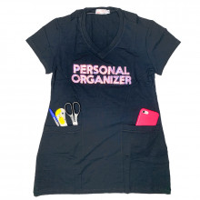 Camiseta Personal Organizer CobreLegging Preta com Rosa Tam P