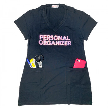 Camiseta Personal Organizer CobreLegging Preta com Rosa Tam G