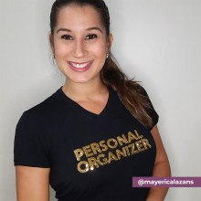 Camiseta Personal Organizer Baby Look Preta com Dourado Tam G