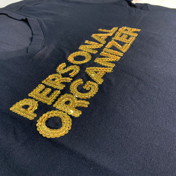 Camiseta Personal Organizer Baby Look Preta com Dourado Tam M