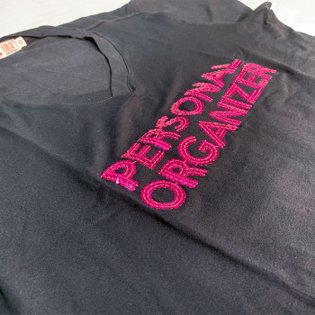 Camiseta Personal Organizer Baby Look Preta com Pink Tam P