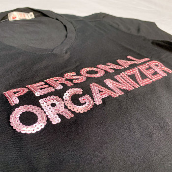 Camiseta Personal Organizer Baby Look Preta com Rosa Tam M