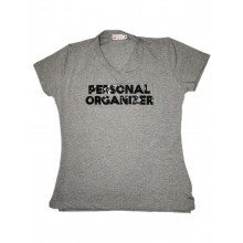 Camiseta Personal Organizer Baby Look Cinza com Preto Tam M