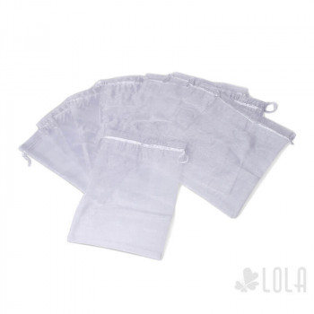 Saco de Organza Branco M - 16 x 22 cm - 10 pecas - Branco